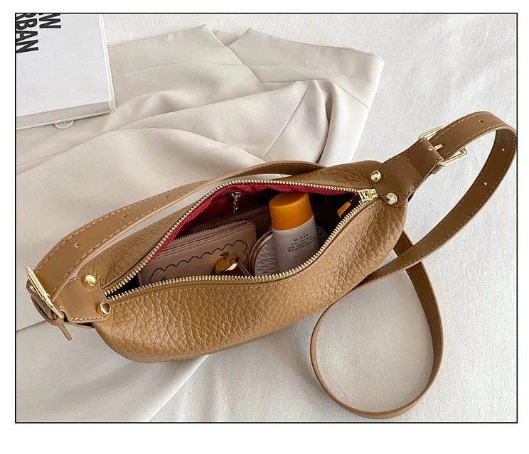 Camel Leather Crossbody Bag