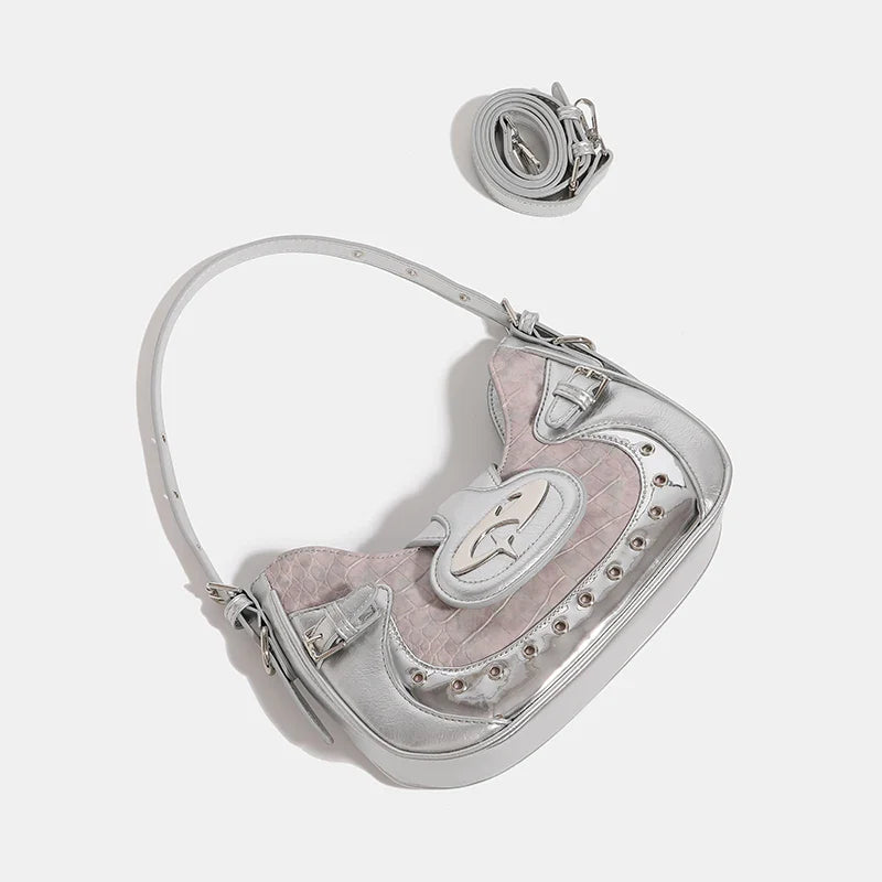 Silver Crescent Crossbody Bag