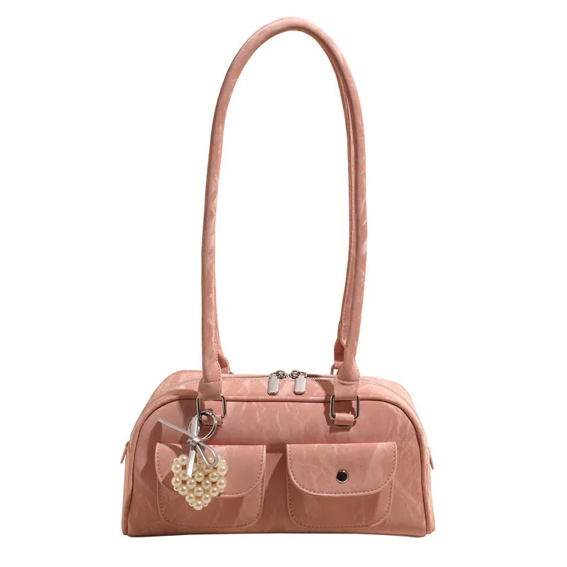 Fabienne | Pink Leather Korean Shoulder Bag