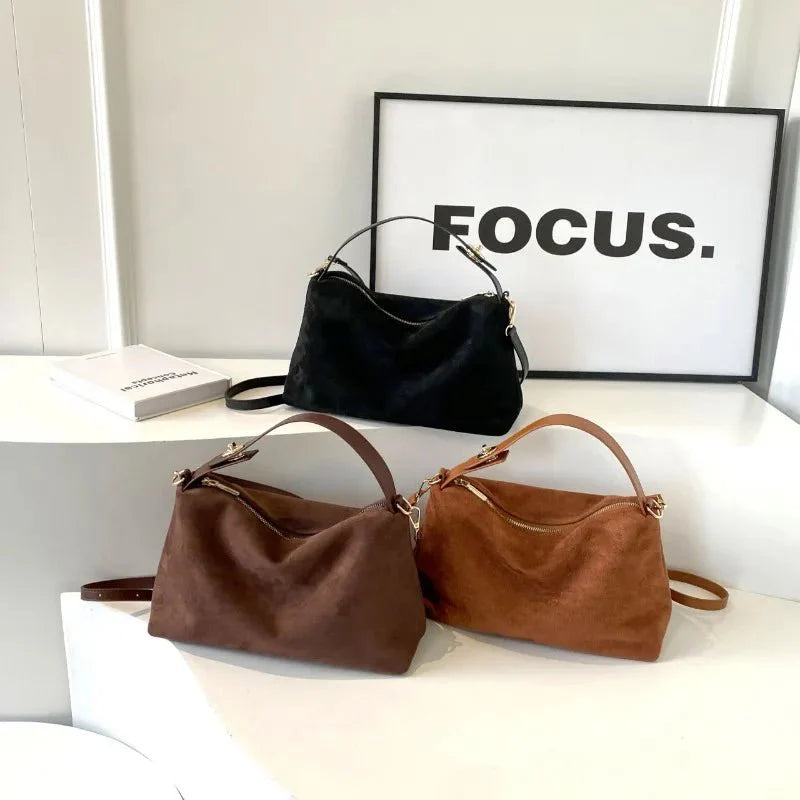 Suede shoulder bag
