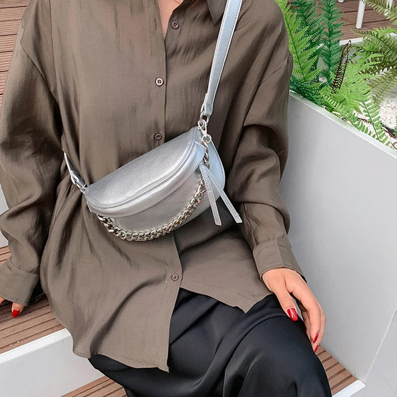 Estelle | Silver crossbody belt bag