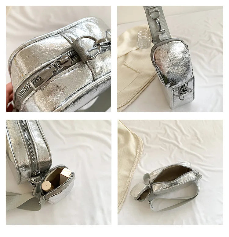 Mini silver crossbody bag