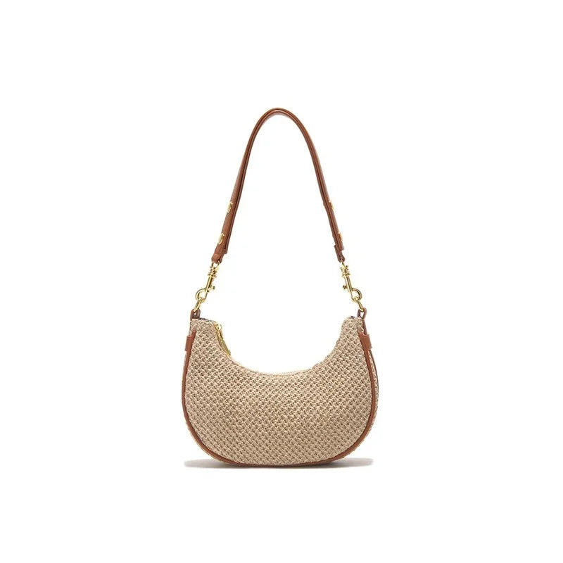 Mini straw shoulder bag