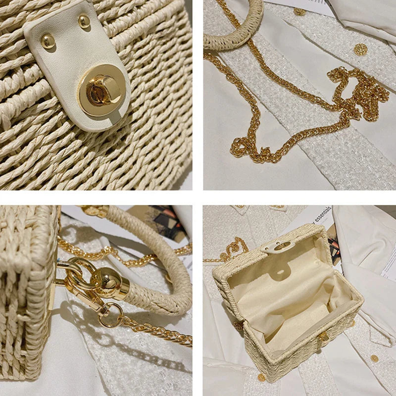 Sabrina | Vintage Straw Crossbody Bag