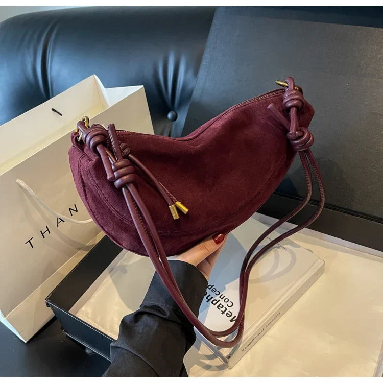Burgundy Velvet Crossbody Bag