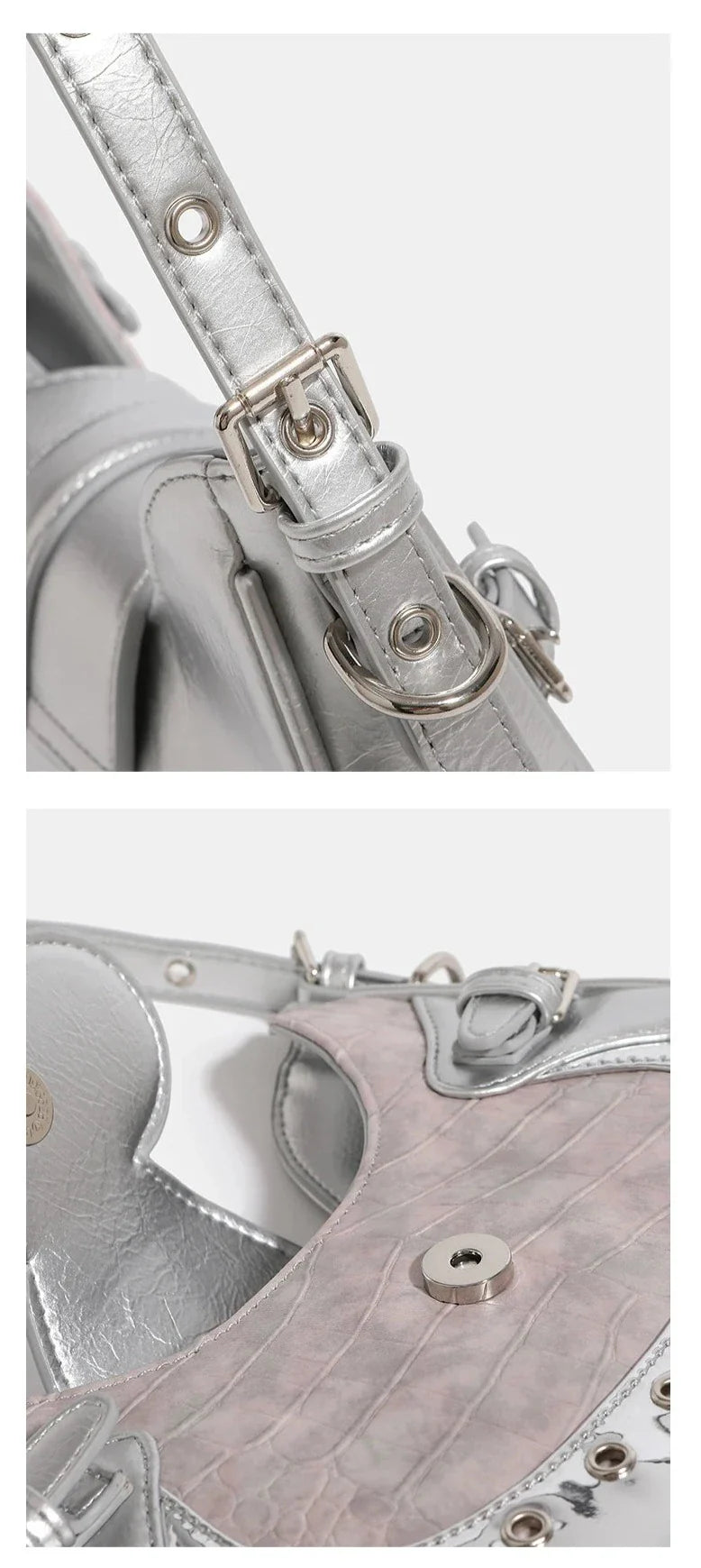 Silver Crescent Crossbody Bag