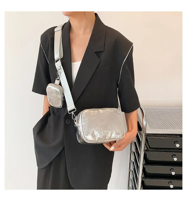 Mini silver crossbody bag
