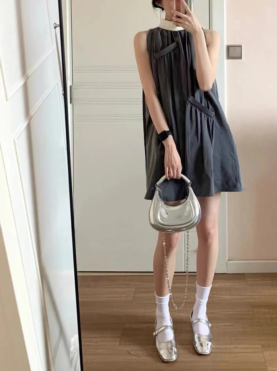 Silver Crescent Crossbody Bag