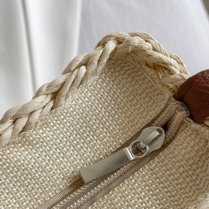 Straw Crescent Crossbody Bag