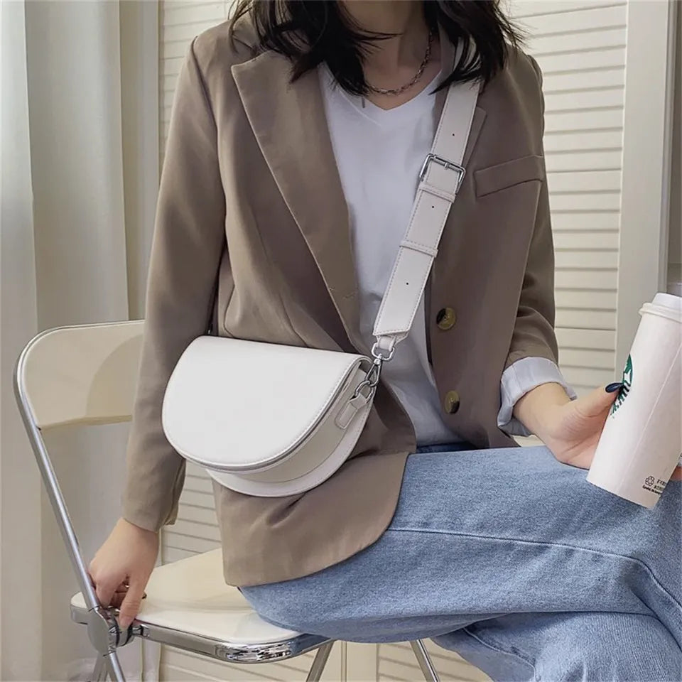 Brown Crescent Crossbody Bag