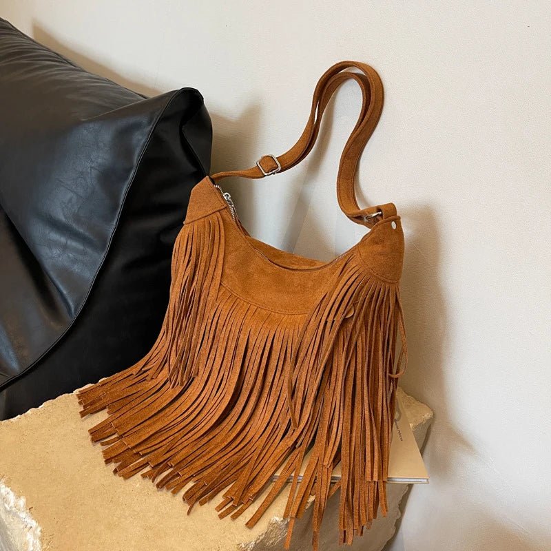 Brown Suede Crossbody Bag