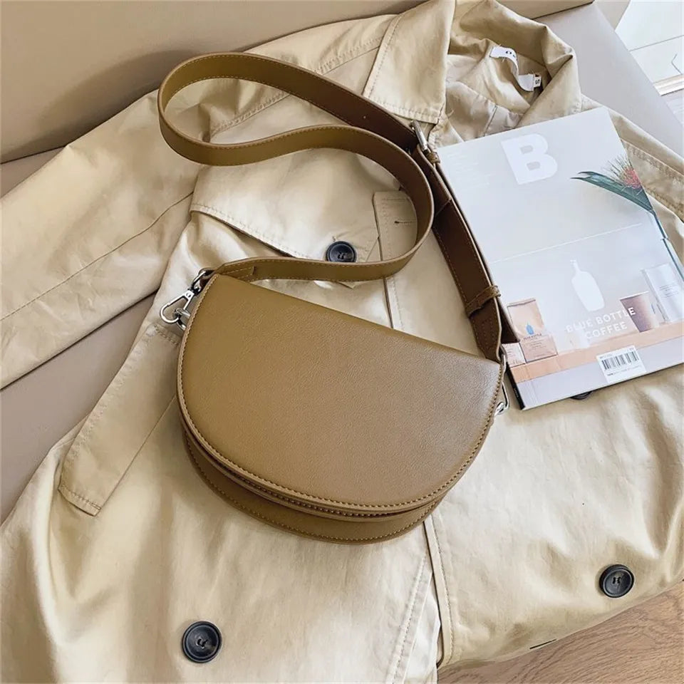 Brown Crescent Crossbody Bag