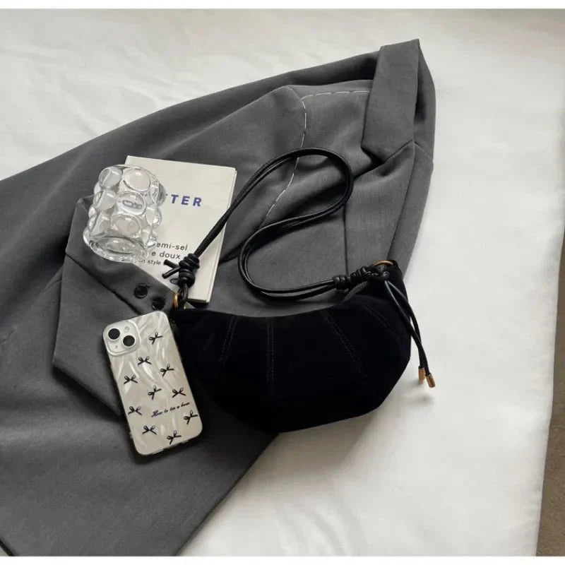 Valentine | Suede crescent crossbody bag