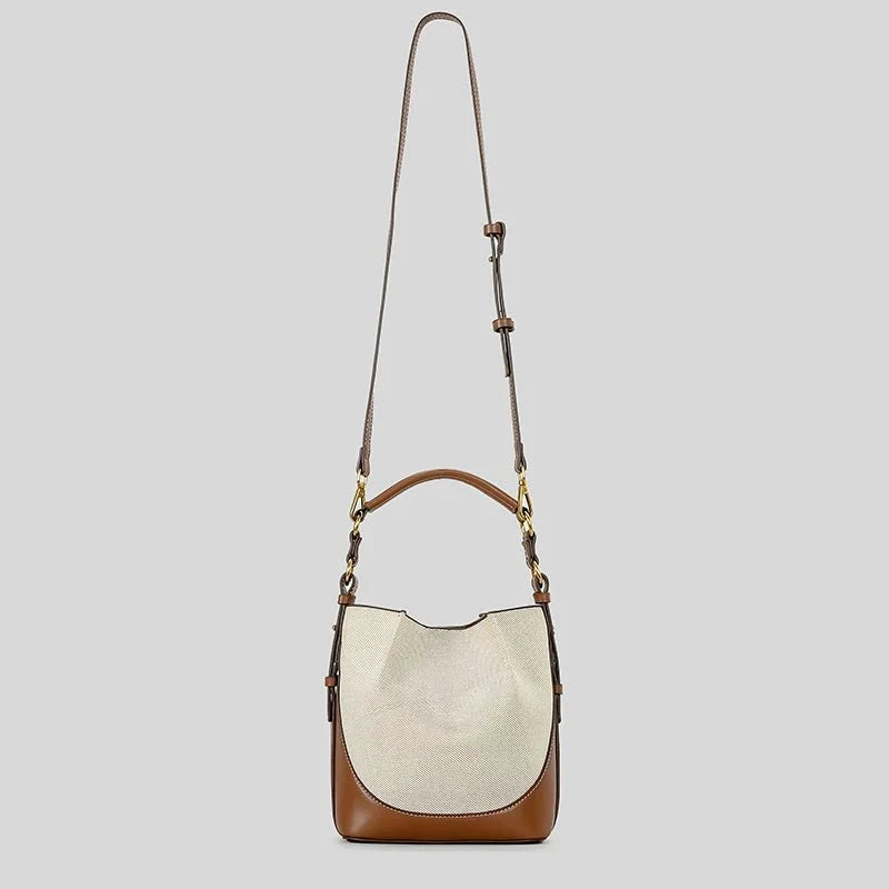 Leather Bucket Crossbody Bag