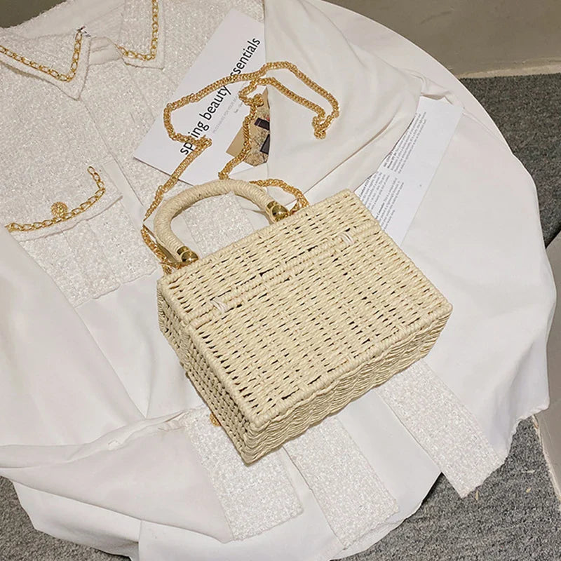 Vintage Straw Crossbody Bag