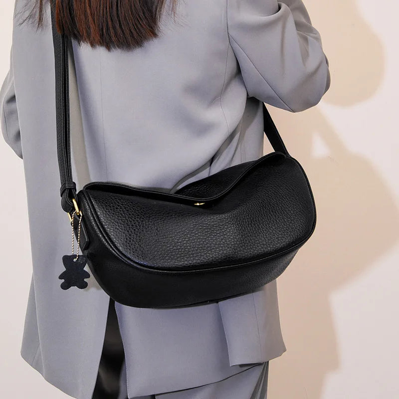 Madeleine | Crescent leather Crossbody Bag