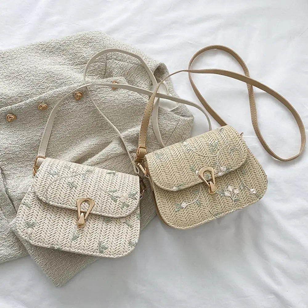 Vintage Straw Crossbody Bag