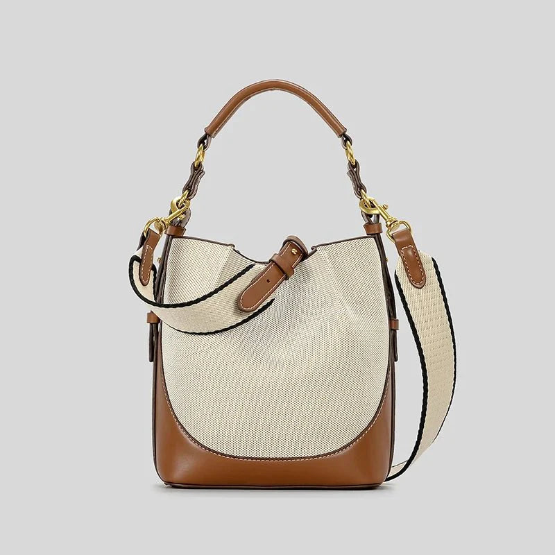 Leather Bucket Crossbody Bag