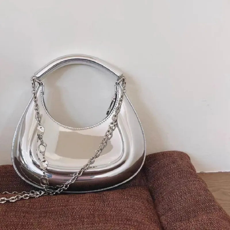Silver Crescent Crossbody Bag