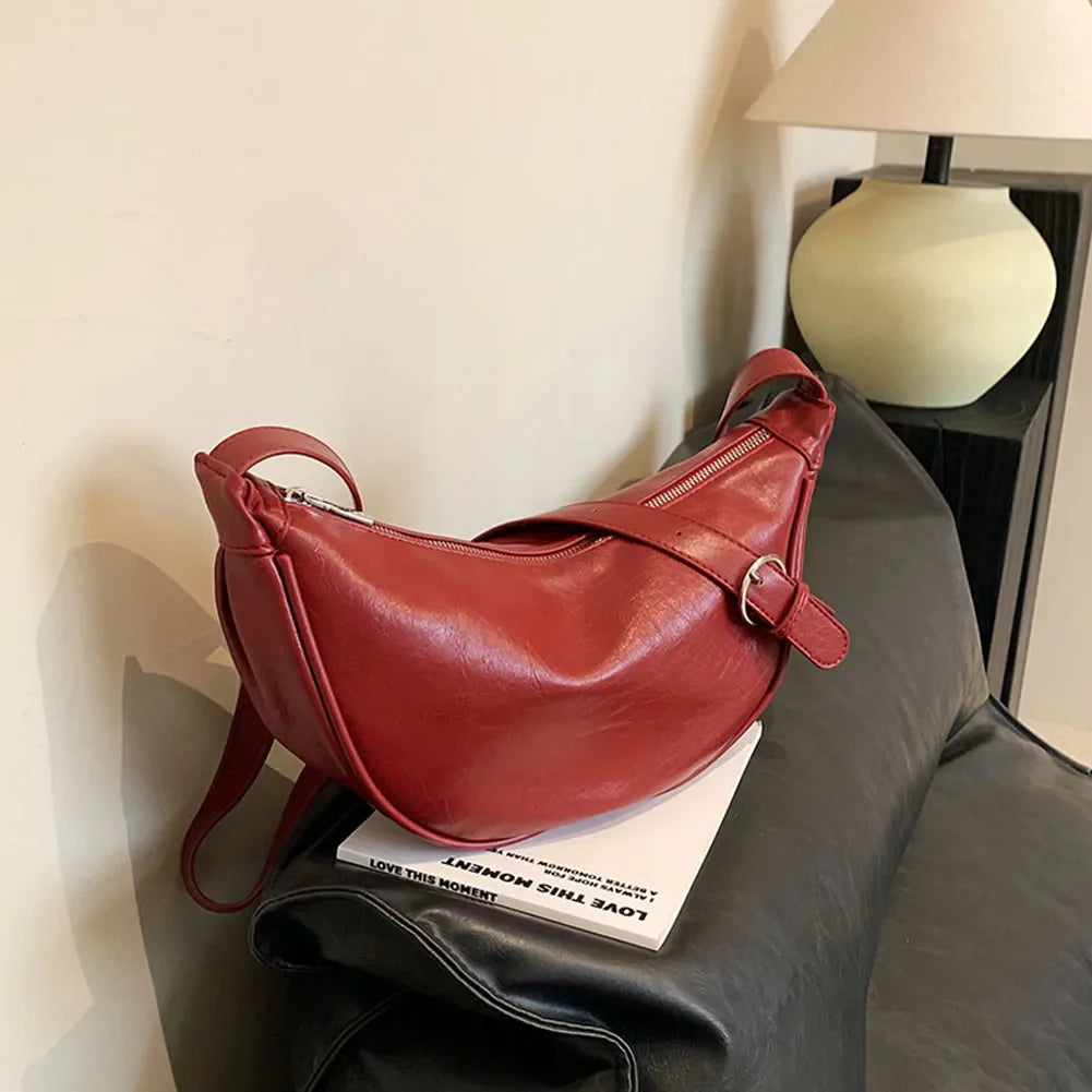 Red Crescent Crossbody Bag