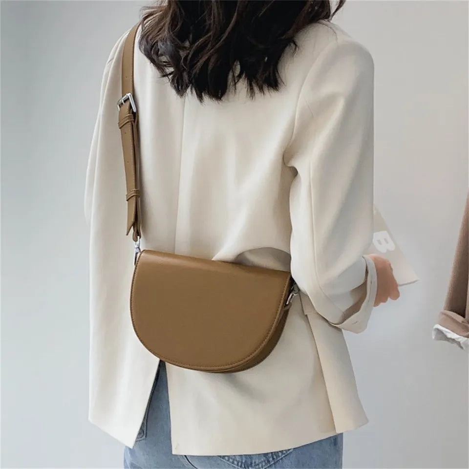 Brown Crescent Crossbody Bag