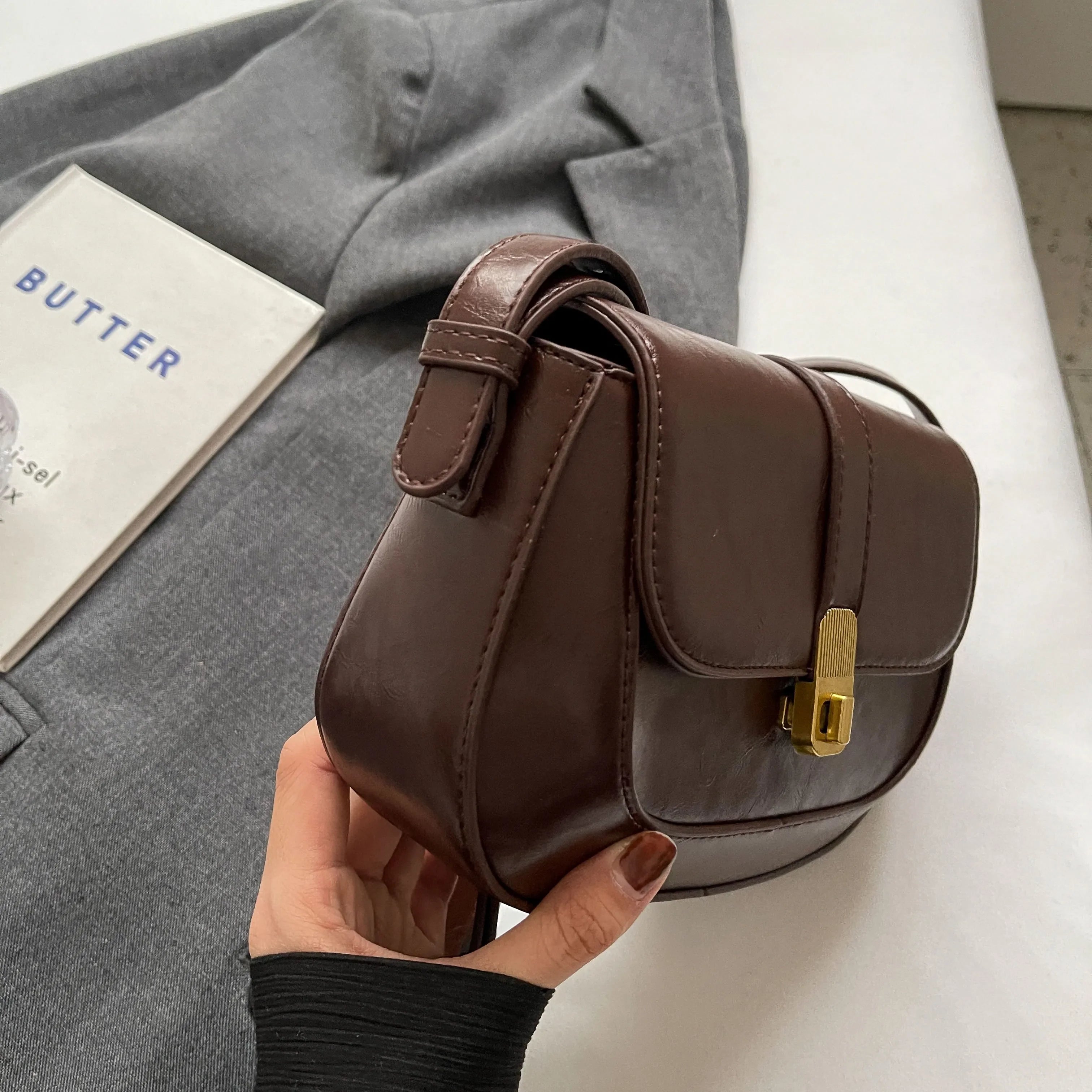 Vintage Brown Crossbody Bag