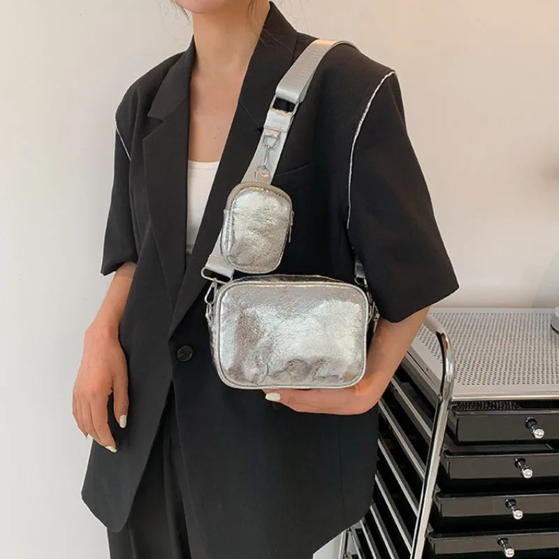 Mini silver crossbody bag