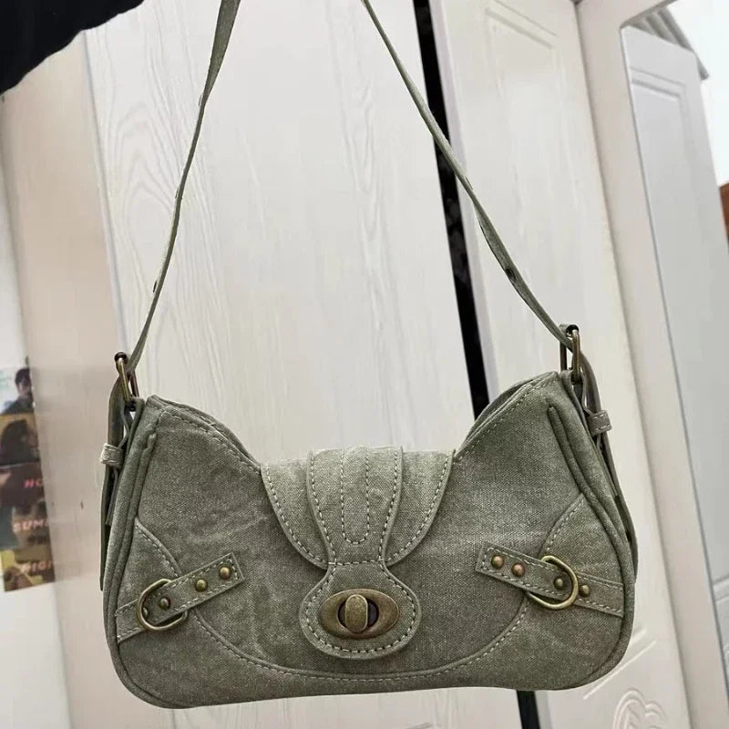 Green Crescent Shoulder Bag