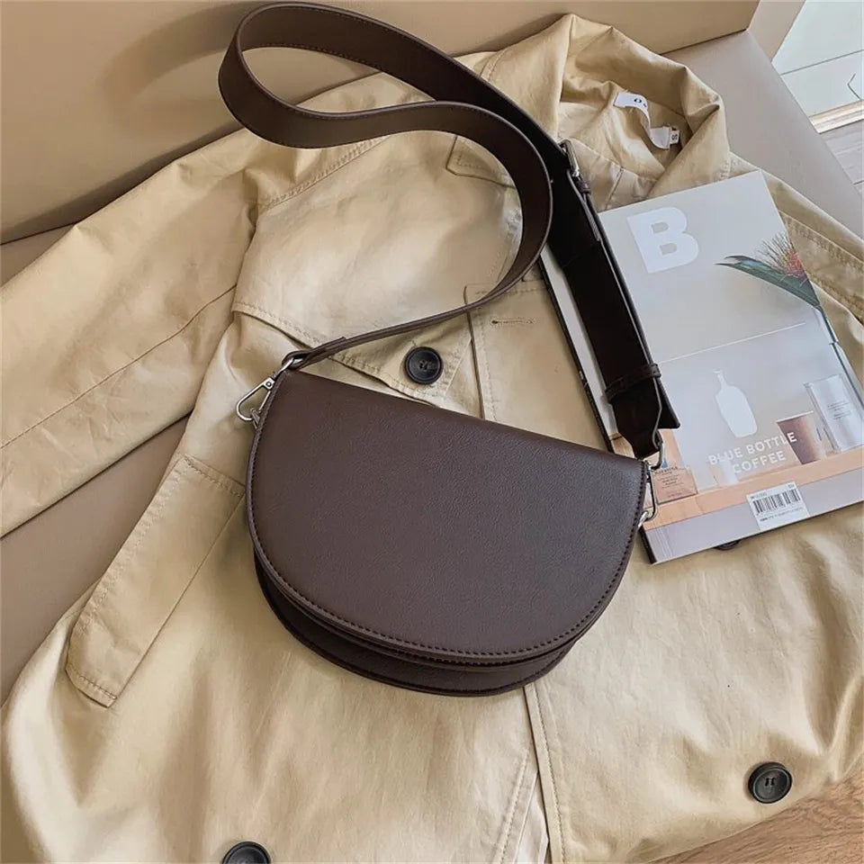 Coralie | Brown Crescent Crossbody Bag