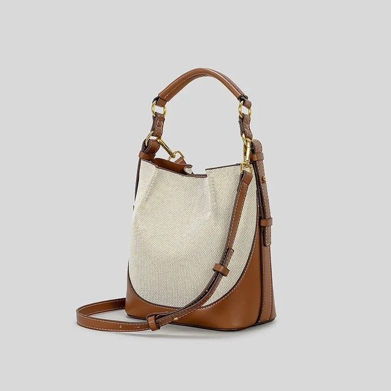 Leather Bucket Crossbody Bag