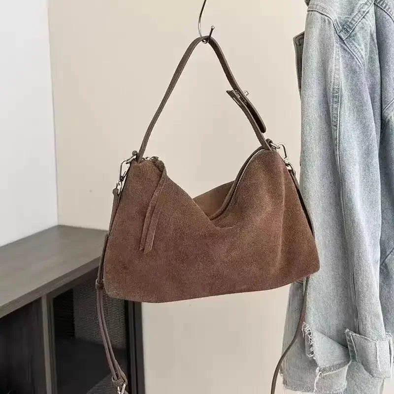 Suede Crescent Crossbody Bag