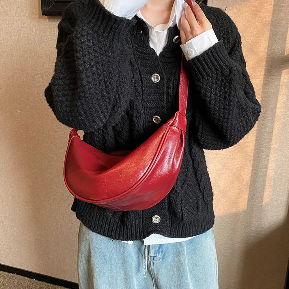 Red Crescent Crossbody Bag