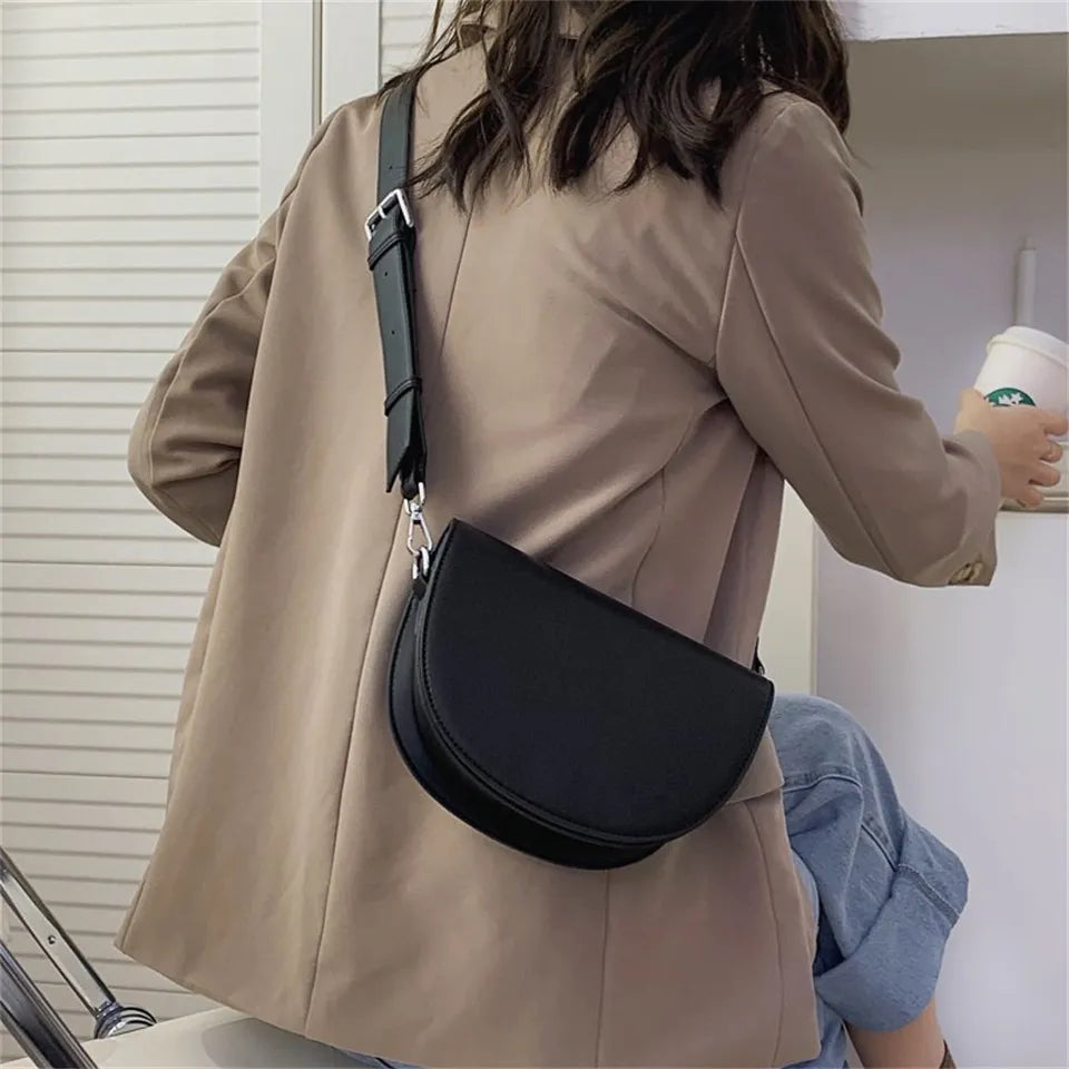 Brown Crescent Crossbody Bag