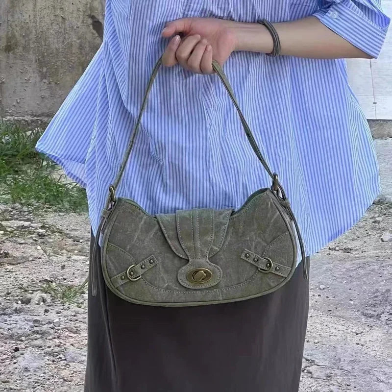 Green Crescent Shoulder Bag