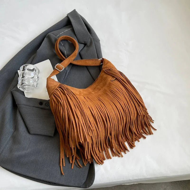 Josiane | Brown Suede Crossbody Bag