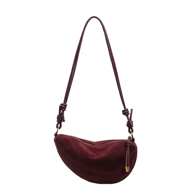 Burgundy Velvet Crossbody Bag