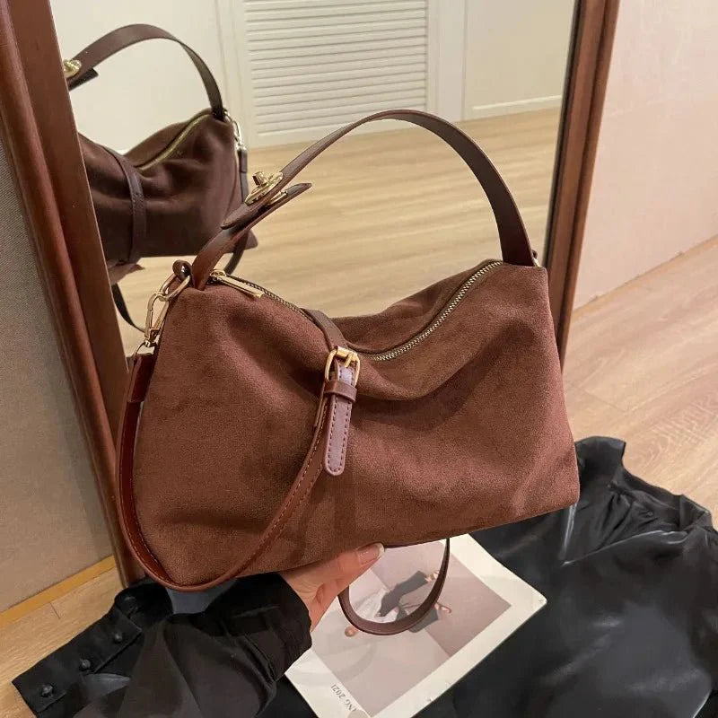 Suede shoulder bag