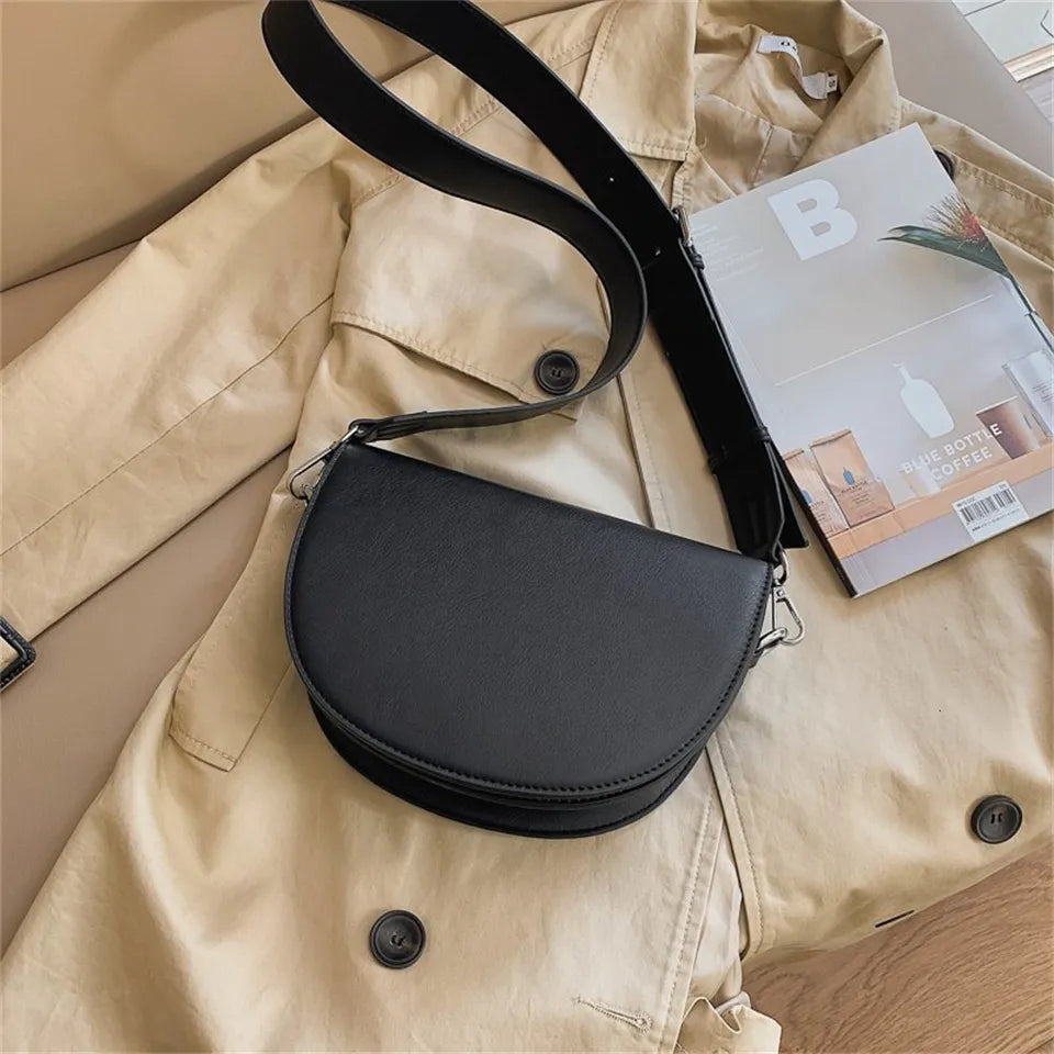 Brown Crescent Crossbody Bag