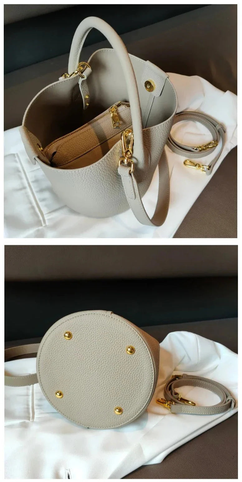 Leather Crossbody Bucket Handbags