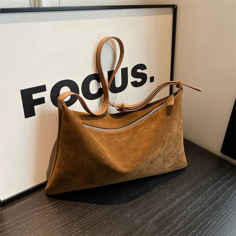 Suede shoulder bag