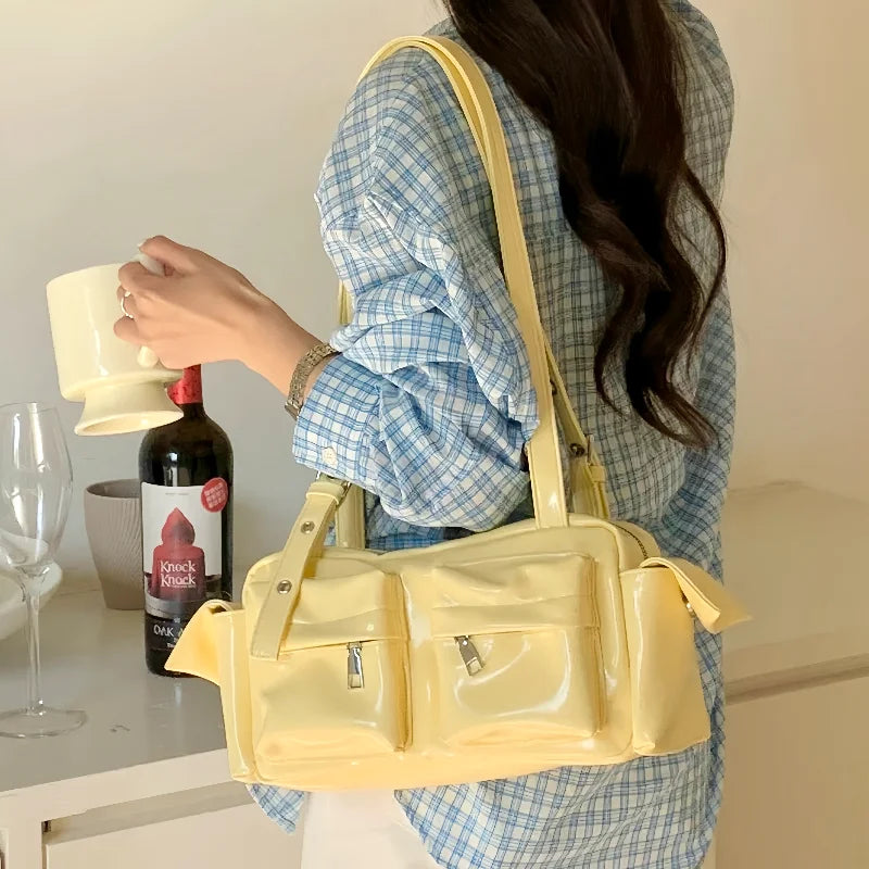 Céline | Yellow Multi-pocket Korean Shoulder Bag