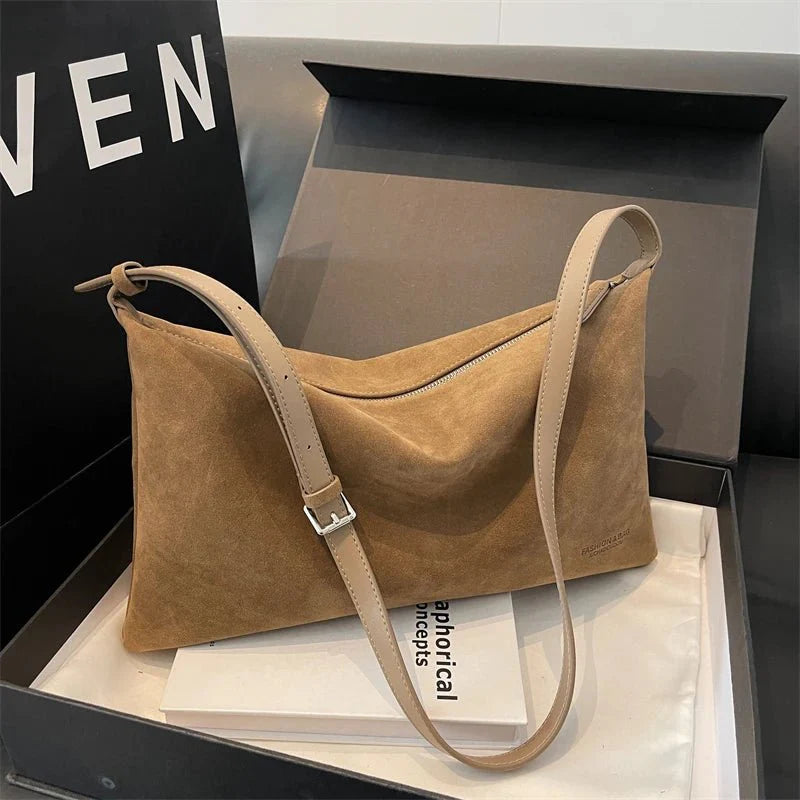 Suede shoulder bag