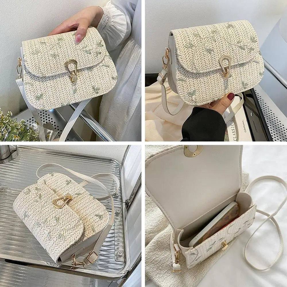 Vintage Straw Crossbody Bag