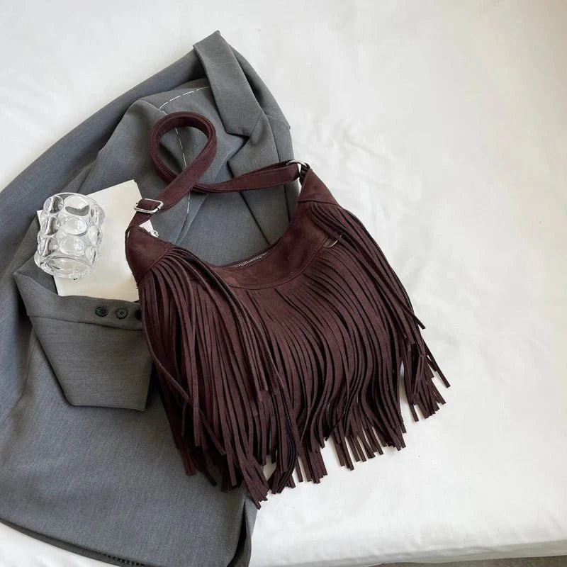Brown Suede Crossbody Bag