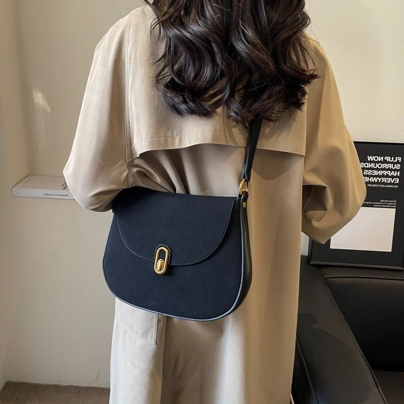 Suede Half Moon Crossbody Bag