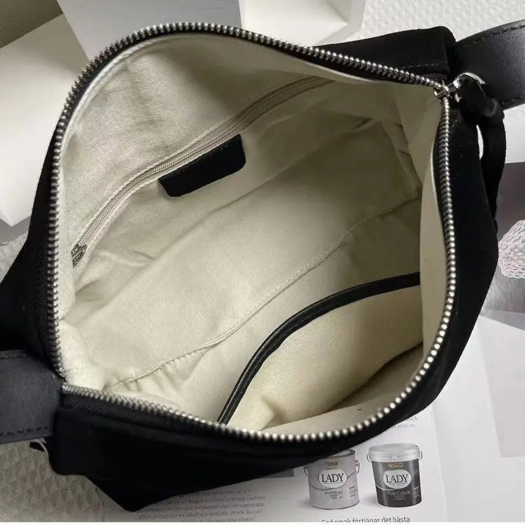 Suede Crescent Crossbody Bag