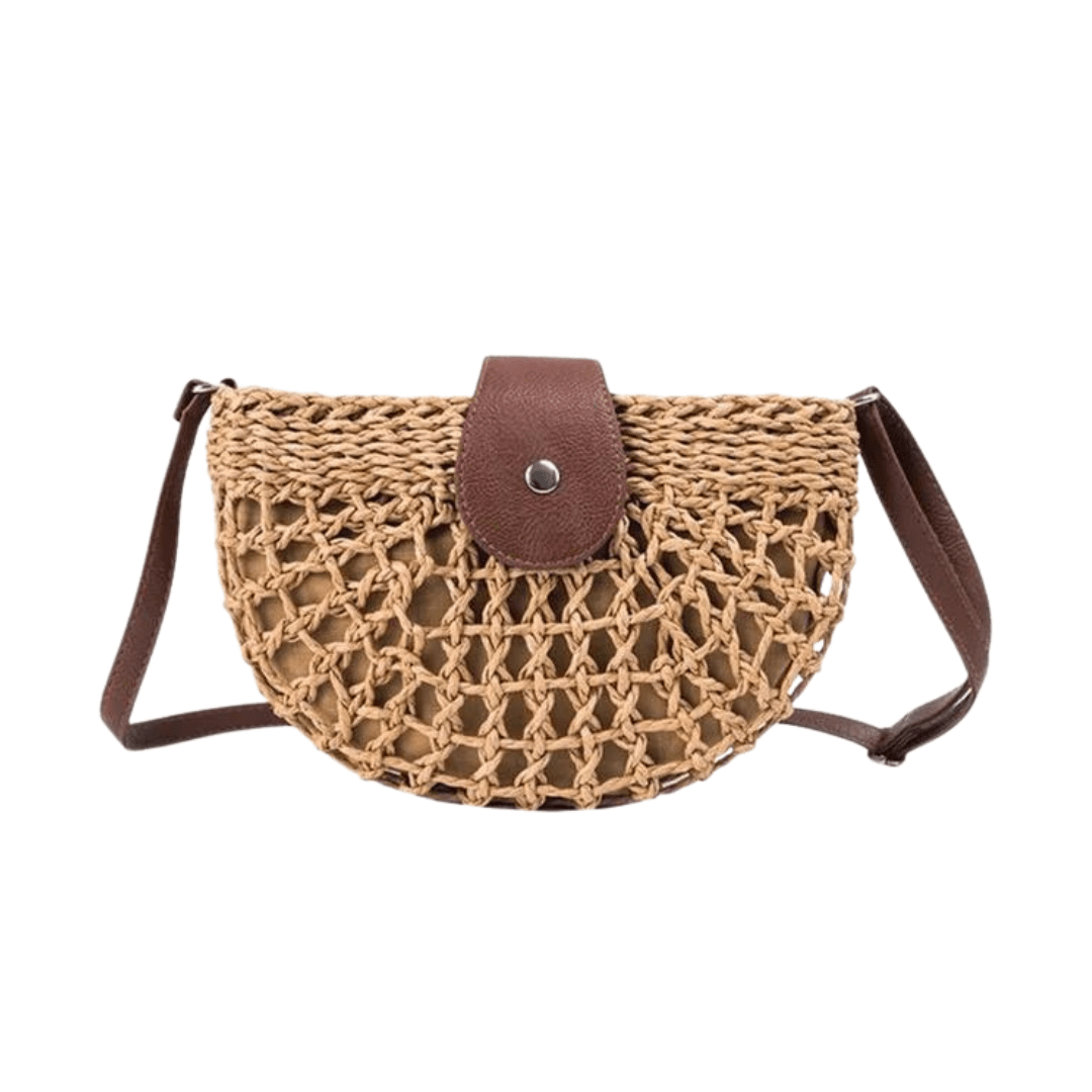 Wicker Half Moon Bag