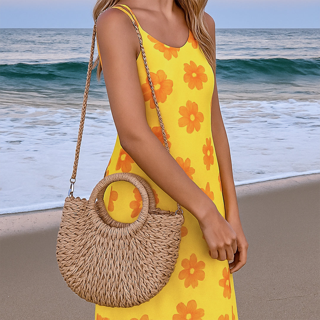 Marion | Wicker Half Moon Bag