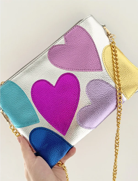 Silver Leather Crossbody Bag