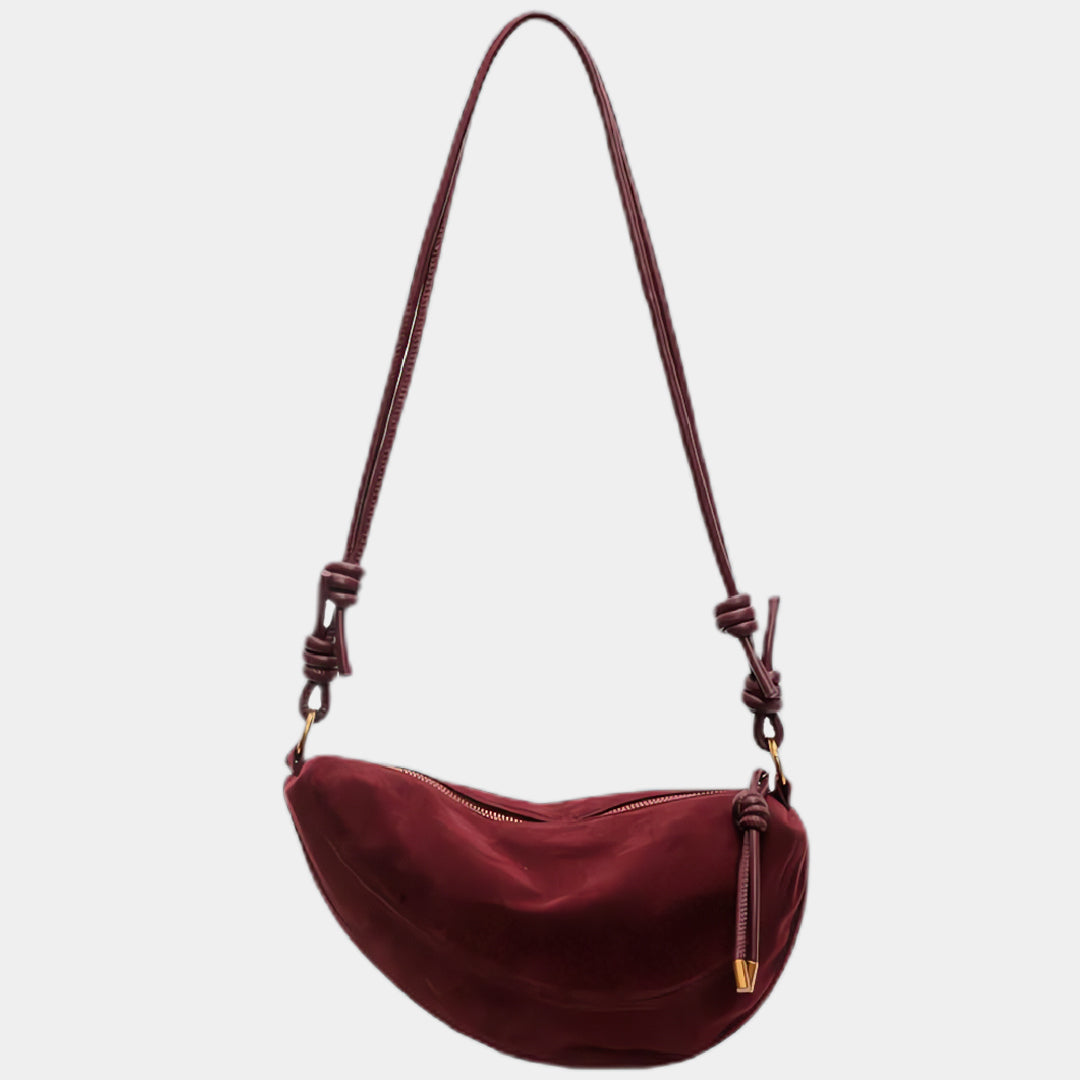 Burgundy Velvet Crossbody Bag